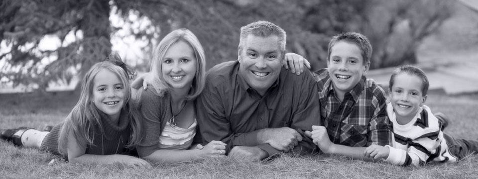 Black and white family portrait photography